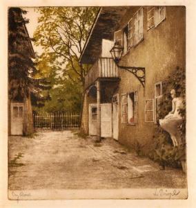 BÜRGEL Ludwig 1901-1972,Hausansicht mit Treppenaufgang,Allgauer DE 2017-01-12