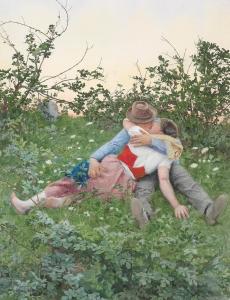 bürger léopold 1861-1903,A loving couple at the edge of a meadow,1894,Palais Dorotheum AT 2014-04-28