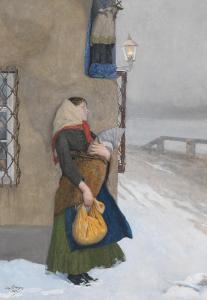 bürger léopold,A young mother and her baby at the corner of a bui,1894,Palais Dorotheum 2014-04-28