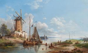 BÜTLER Joseph Niklaus 1822-1885,Fishermen on the Shore,1857,Palais Dorotheum AT 2020-09-23