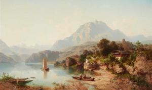 BÜTLER Joseph Niklaus 1822-1885,View of Mount Pilatus on Vierwaldstättersee,1867,Lempertz 2020-03-18