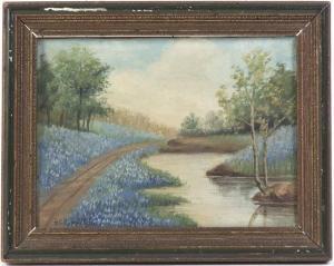 B CRANE RIPPETEAU Hallie 1866-1951,Landscape, Stream and Wildflowers,Hindman US 2015-03-25
