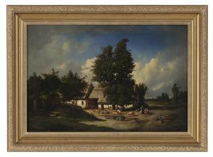 B.ourne C,Farm Scene,1850,New Orleans Auction US 2020-03-28