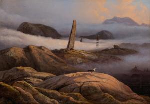 BAADE Knud Andreassen 1808-1879,Monument by the Fjord,1844,Sotheby's GB 2023-03-23