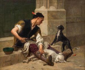 BAADER Louis Marie 1828-1919,Mendiant et ses chiens,Marambat-Camper FR 2019-10-10