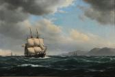 BAAGOE Carl Erik 1829-1902,A Danish ship off a rocky coast,1876,Bruun Rasmussen DK 2017-12-18