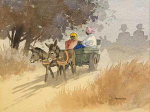 BAART Theo 1957,Donkey Cart & Figure in a Forest,1984,5th Avenue Auctioneers ZA 2016-10-16