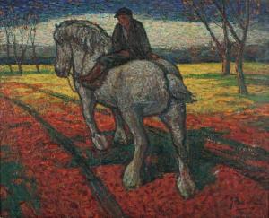 BAARTMANS Johannes, Jan 1898-1968,Jeune paysan au cheval blanc,Eric Caudron FR 2020-12-16