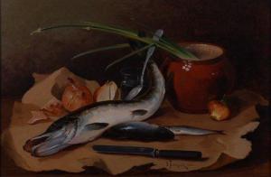 Babadin Valeran Vitalevich,Still life with pike upon a table,1902,Lacy Scott & Knight 2018-03-24