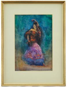 BACARISAS PODESTA Gustavo 1873-1971,Flamencodansös - sannolikt föreställande C,1922,Uppsala Auction 2021-08-17