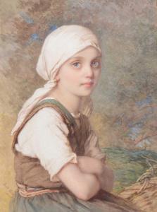BACH Guido 1828-1905,A girl, arms folded,1868,Gilding's GB 2022-09-06
