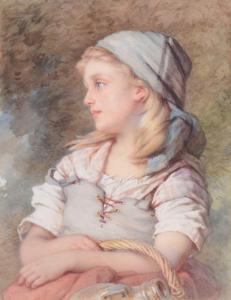 BACH Guido 1828-1905,A girl, carrying a basket,1872,Gilding's GB 2022-09-06