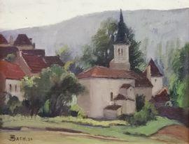 BACH Marcel 1879-1950,Eglise de Bouzies-Haut,1930,Marambat-Camper FR 2021-09-26