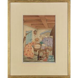 BACHARACH HERMAN,Cooking scene with man in bed,1929,Sotheby's GB 2011-04-11