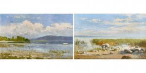 BACHELIN Auguste 1830-1890,Au Lac de Neuchâtel. Gegenstücke,Dobiaschofsky CH 2023-11-08