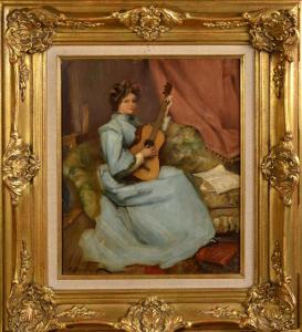 BACHEREAU REVERCHON Victor 1842-1870,Femme à la guitare,Etienne de Baecque FR 2014-09-10