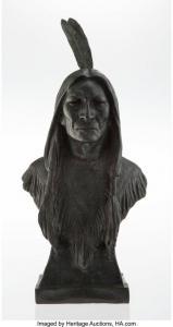 BACHMANN Max 1862-1921,Bust of a Native American,1905,Heritage US 2020-08-13