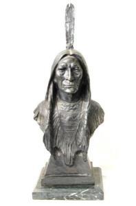 BACHMANN Max 1862-1921,Bust of an Indian, two feathers in his hair,California Auctioneers 2019-09-22