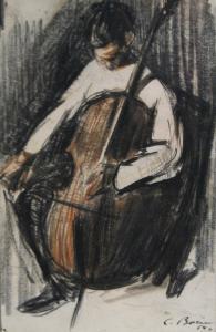 BACIU Constantin 1930,Cello Player,1954,Alis Auction RO 2009-05-16