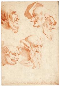 BACKER Adriaen 1635-1684,A SHEET OF STUDIES OF HEADS, SOME GROTESQUE,Sotheby's GB 2018-07-04
