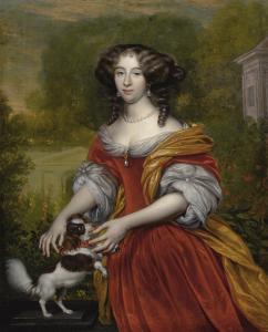 BACKER Adriaen 1635-1684,PORTRAIT OF AN ELEGANT LADY WITH A DOG,1676,Sotheby's GB 2019-01-31
