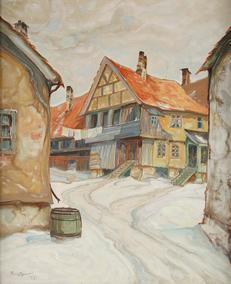 BACKER Henrik 1854-1948,Dueslaget - Vika,1939,Christiania NO 2017-12-07