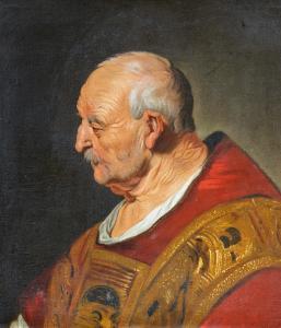 BACKER Jacob Adriaensz 1608-1651,Head of an Elderly Gentleman in Clerical Garb,Van Ham DE 2023-11-17