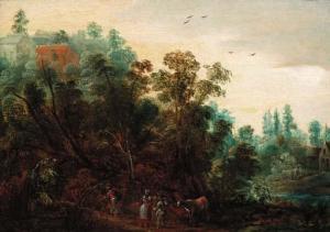 BACKEREEL Jacques 1590-1660,A wooded landscape with travellers on a path,Christie's GB 2001-07-13