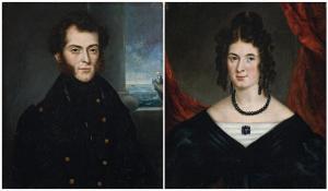 BACKLER Joseph 1815-1895,A NAVAL OFFICER AND HIS WIFE,1845,Deutscher and Hackett AU 2012-08-29