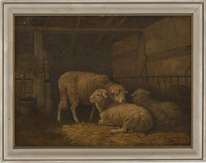 BACKVIS Frans 1857-1926,Drei Schafe im Stall,1877,Galerie Bassenge DE 2022-06-02