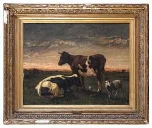 BACKVIS Frans 1857-1926,Paesaggio con armenti all'imbrunire,1878,Babuino IT 2022-01-19