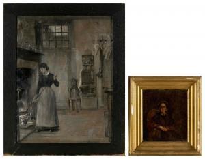BACON Henry 1839-1912,Two views of women, one seated in a chair and one ,Eldred's US 2023-03-24