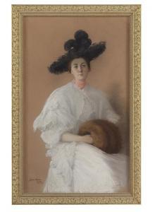 BACON JULIA 1861-1901,Woman with Muff,1896,New Orleans Auction US 2016-05-22