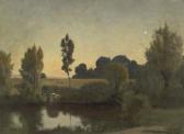 BADEL Jules Louis 1840-1869,Landschaft mit Weiher.,Galerie Koller CH 2006-06-19