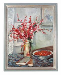 BADEN Heinz,Stilleben mit japanischen Kirschblüten und Kirsche,Historia Auctionata 2019-10-18