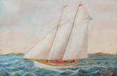 BADGER Samuel Finley Morse 1873-1919,Two Mast Schooner off the Coast,1888,Burchard US 2016-12-11
