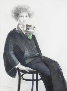 BADGLEY ARNOUX ELAINE,PORTRAIT OF DODIE ROSEKRANS WITH GREEN BROOCH,1984,Sotheby's GB 2011-12-08