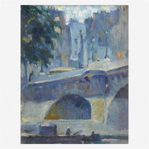 BADURA Ben, Bernard 1896-1986,Pont Neuf, Paris,1924,Freeman US 2020-12-08