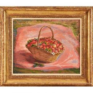 BADURA Faye Swengel 1904-1991,Basket of Strawberries,1960,Rago Arts and Auction Center US 2018-02-24