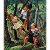 BADURA Faye Swengel 1904-1991,THREE CHILDREN IN A TREE,Freeman US 2015-12-06