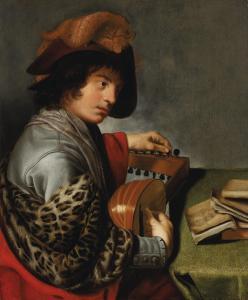 BAECK Johan 1600-1655,A man in a plumed hat and fur stole tuning a lute ,Christie's GB 2020-10-20