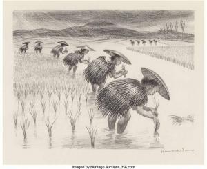 BAER Howard 1906-1986,Planting Rice, Kuming, China,Heritage US 2022-06-17