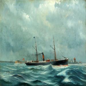 BAERENTSEN Poul,Portrait of the Danish steamer Esbern-Snare,Bruun Rasmussen DK 2014-09-15