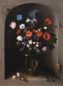 BAERS Johannes,Still life of flowers with an iris in a glass vase,1967,Sotheby's 2022-07-07