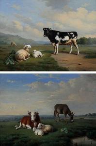 BAERT Herman 1942,Cow with sheep (and donkey) in the meadow,1850,Bernaerts BE 2016-05-04
