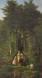 BAES Edgard 1837-1909,The artist with his admirers in a forest glade,1872,Bonhams GB 2007-11-07