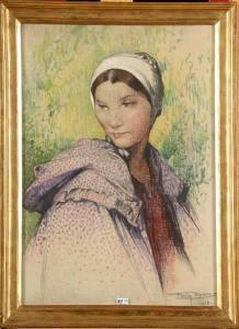 BAES Firmin 1874-1945,Portrait d’’une jeune fille à la coiffe blanche,1915,VanDerKindere 2013-10-15