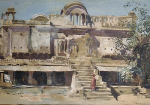 BAGDATOPOULOS William Spencer 1888-1965,"Old House, Jaipur", with a Figure on the St,John Nicholson 2019-02-27