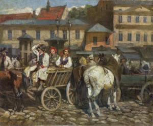 BAGIENSKI Stanislaw 1876-1948,DZIEŃ TARGOWY,1904,Agra-Art PL 2023-12-10