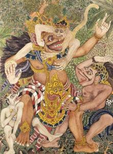 BAGUS KONDRA IDA,Ramayana scene: Hunaman Fighting Rawana,Christie's GB 2001-09-29